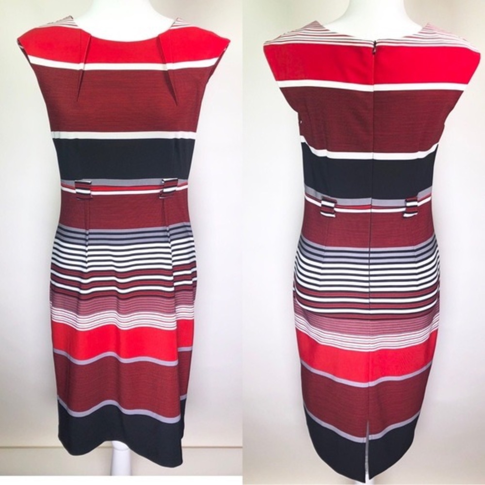 “I LE New York” Dress size 8 red,white, Gray &black with a belt